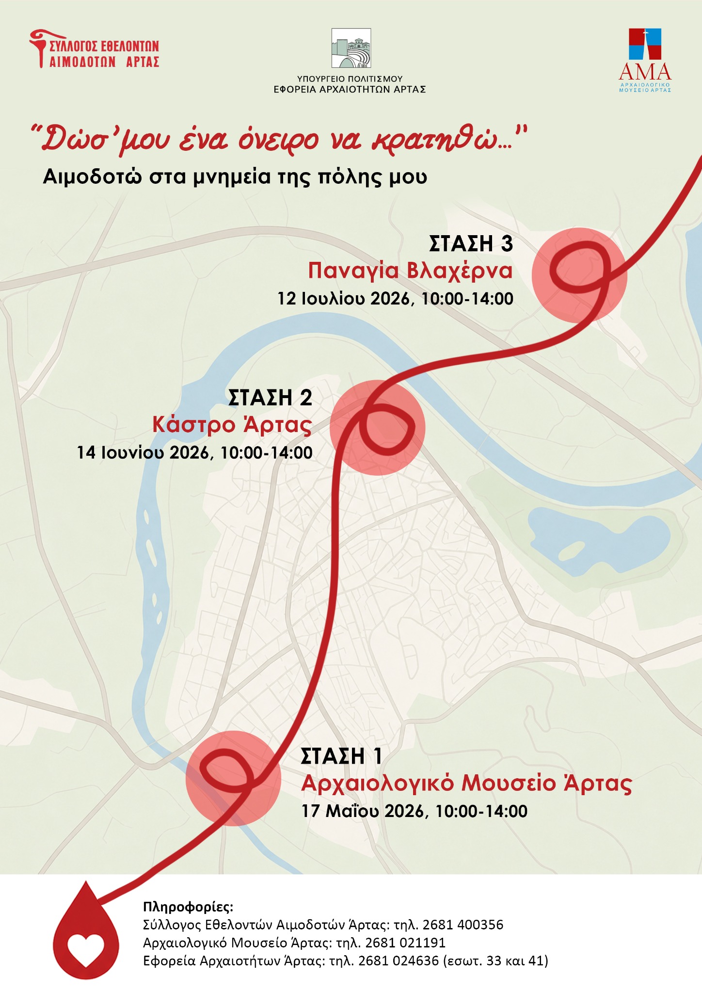 Αφίσα της δράσης Αιμοδοτώ στα μνημεία της πόλης μου